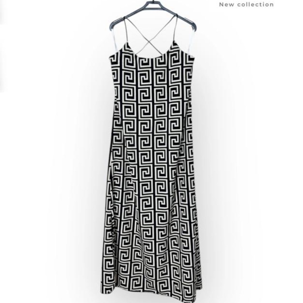 MADE IN ITALY Elegant Black and White Geometric Dress